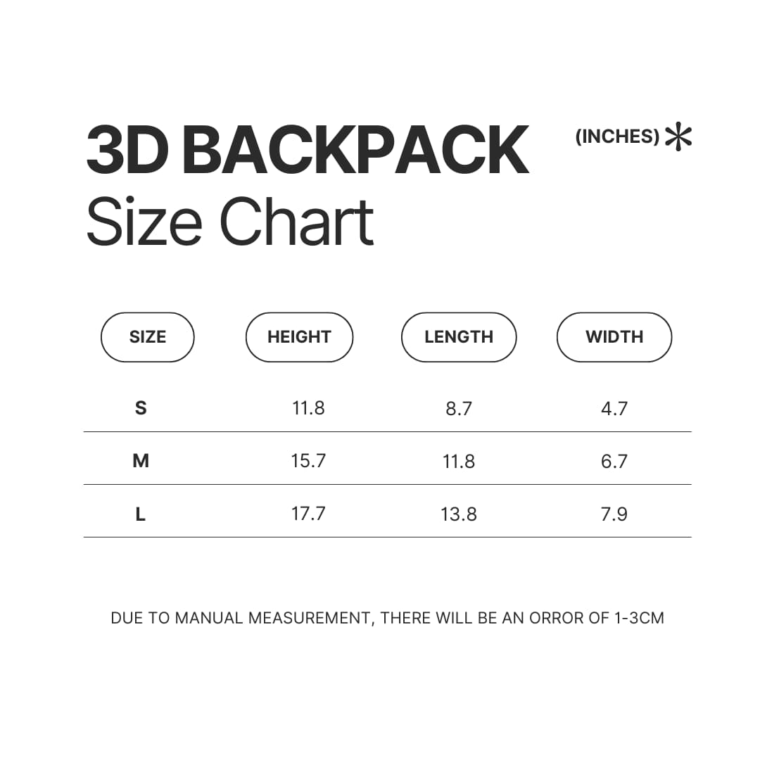 3D Backpack Size Chart - RWBY Merch