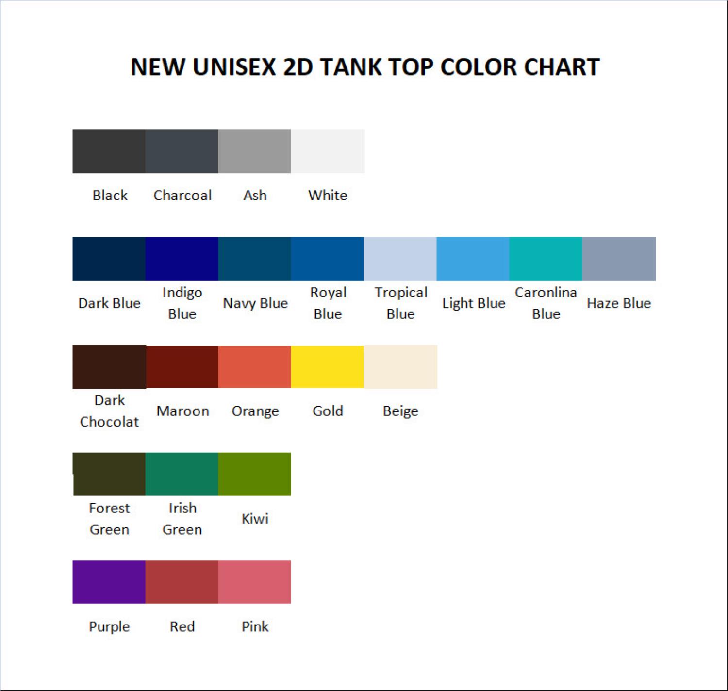 tank top color chart - RWBY Merch