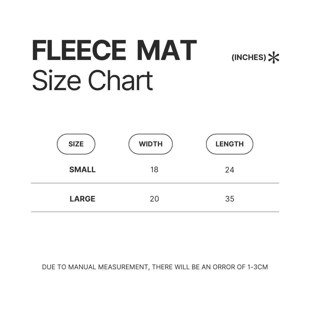Fleece Mat Size Chart - RWBY Merch